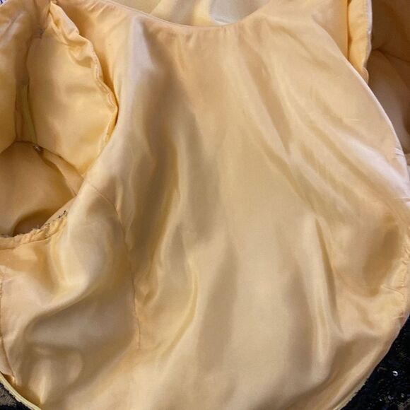 Carolina Herrera yellow  lace detailed Sheath Long Sleeve Dress, US6 - Picture 6 of 11